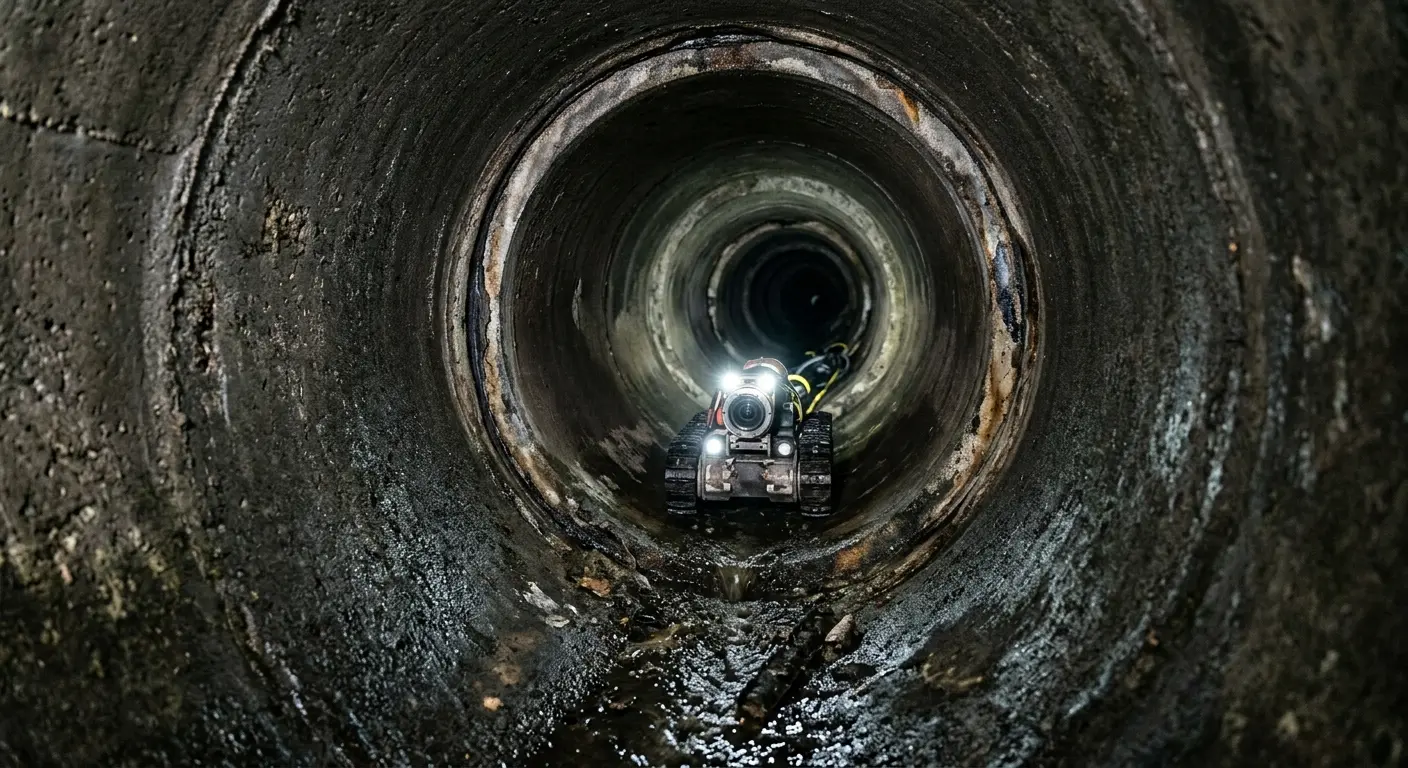 Robotic sewer camera inspecting pipe interior for Drain Snake Service in Tillamook